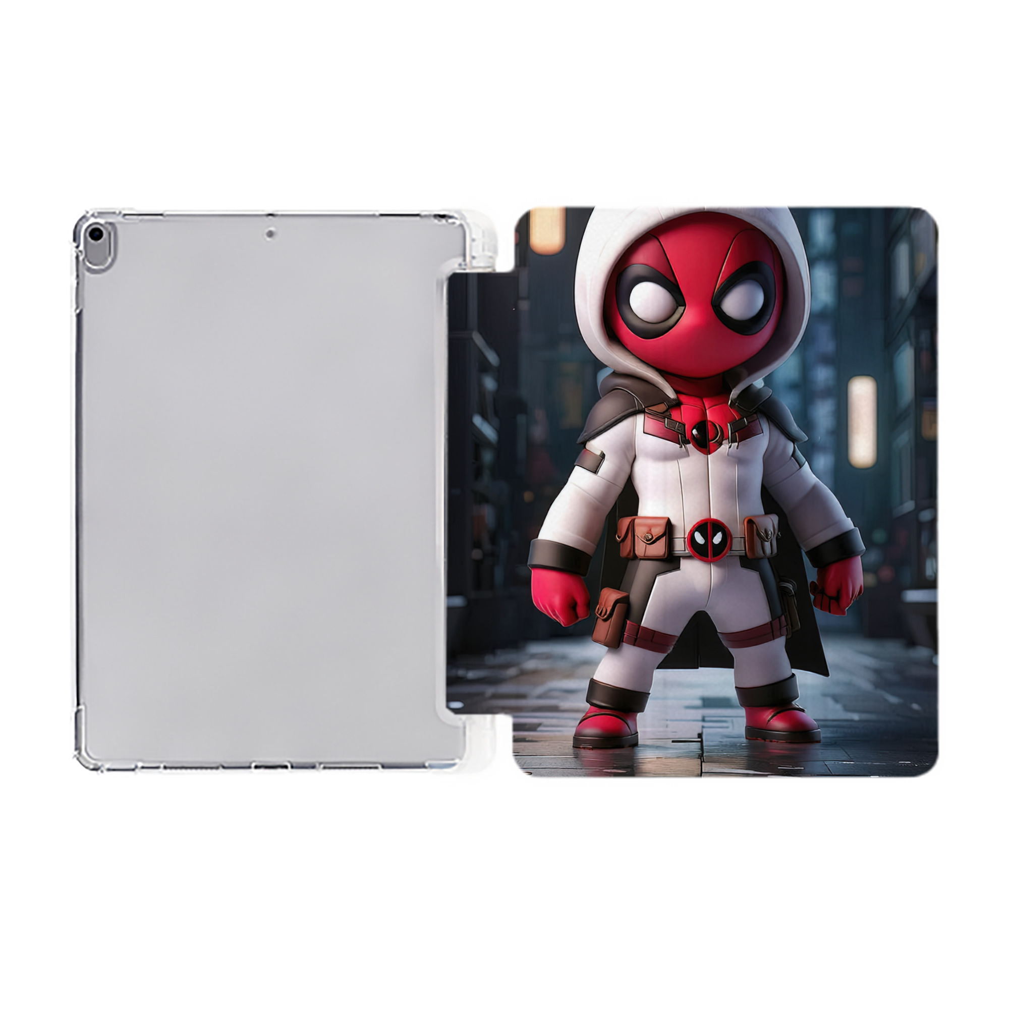 （画像用） Deadpool デッドプール IPad ケース ペン収納付き 三つ折りスタンド PUレザー×シリコン 対応機種9.5/10.5/10.9インチ